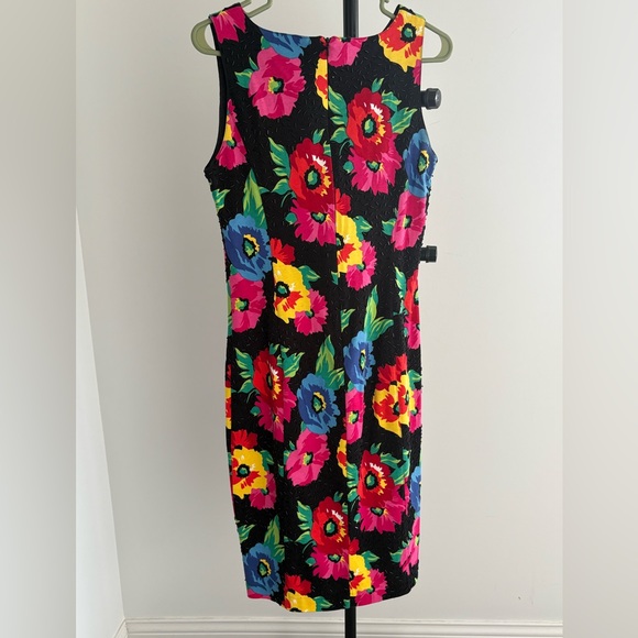 Adrienne Vittadini Dresses & Skirts - Adrienne Vittadini Black Midi Dress with Vibrant Floral Print